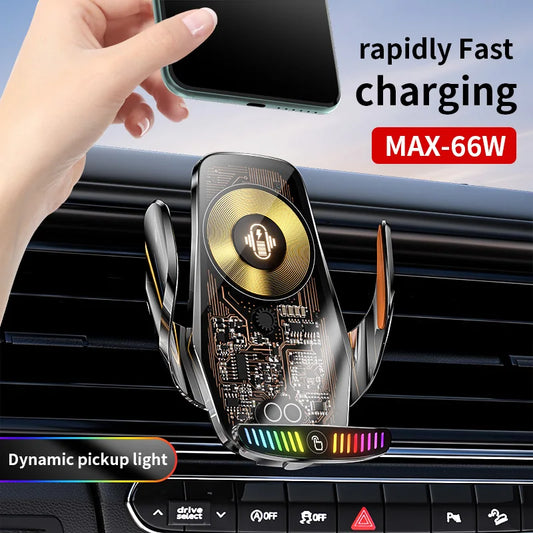 AutoRideX 66W Magnetic Car Charger: Fast Wireless Charging & Auto-Clamping