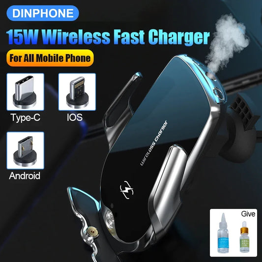 AutoRideX Magnetic Car Charger & Air Freshener: 15W Wireless Fast Charging & Aromatherapy